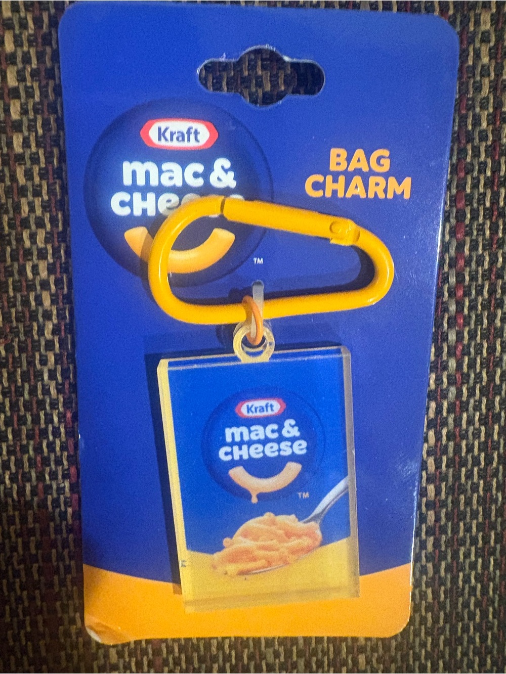Mac & Cheese Yellow Bag Charm with Carabiner